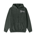 Snow Washed Zip-Through Fleece Hoodie